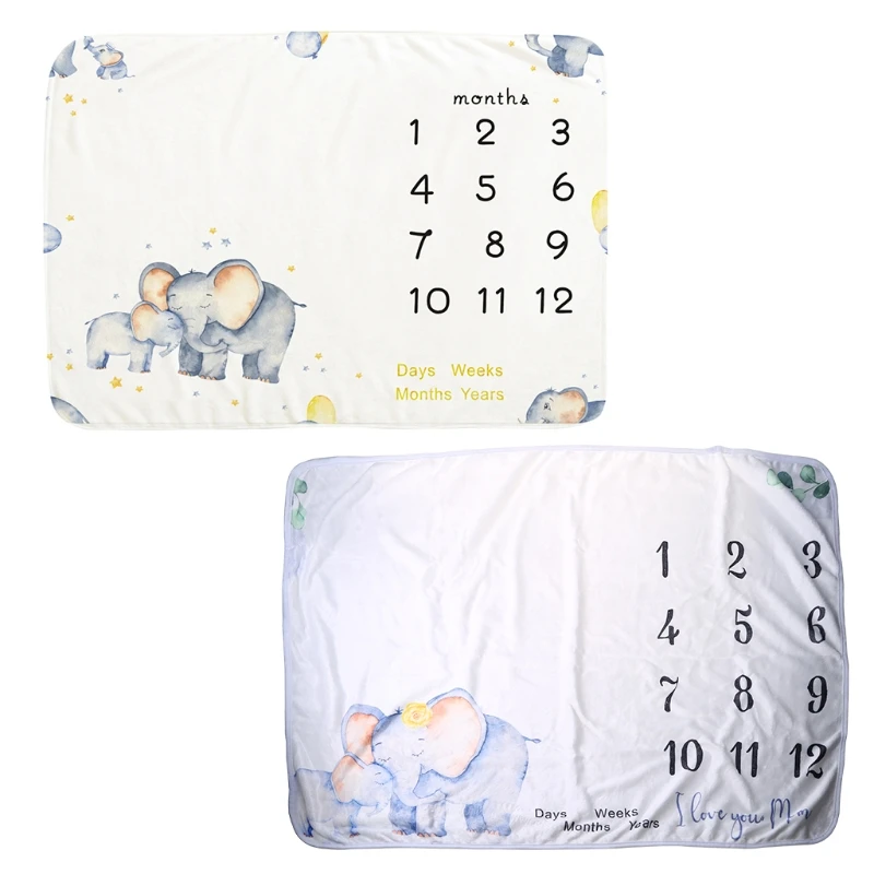 

Baby Monthly Record Growth Milestone Blanket Newborn Soft Flannel Photography Props for Creative Background Cloth