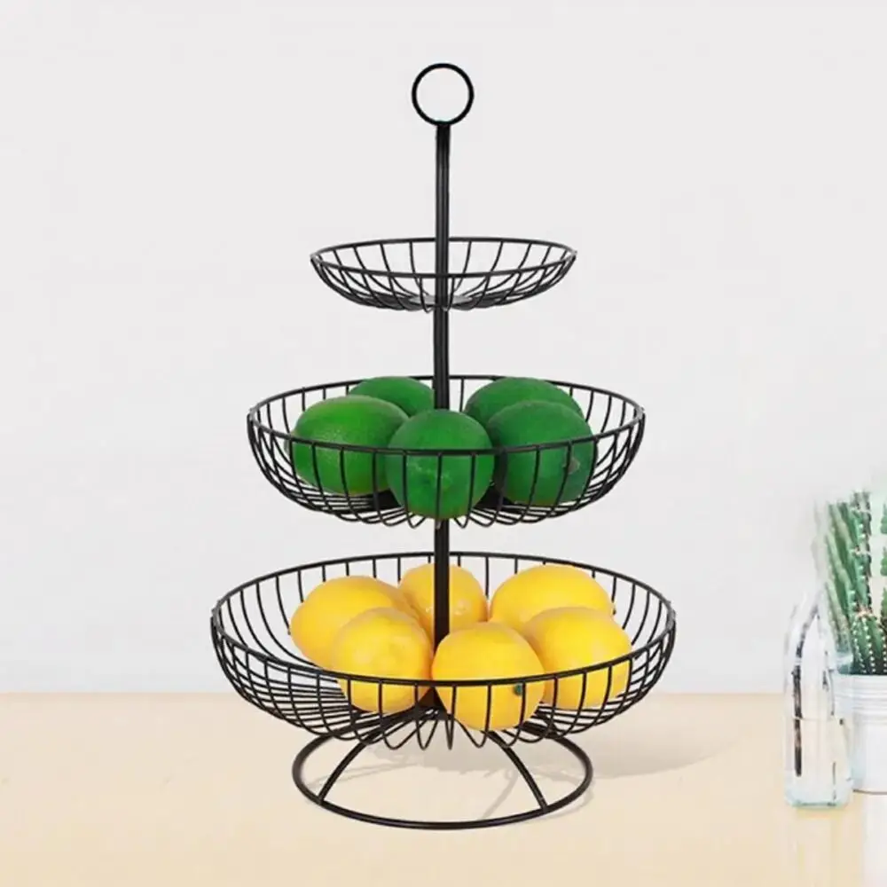 

Iron Art 3 Tiers Desserts Holder Simple Not Easily Deformed Iron Fruit Basket 3 Layer Dessert Display Stand Wedding