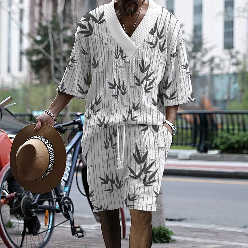 TH10 New Knit Men's Set Japanese And Korean Style Summer V-neck Half-sleeve T-shirt And Shorts Two-piece Casual 3D Men's Wear
TH10 New Knit Men's Set Japanese And Korean Style Summer V-neck Half-sleeve T-shirt And Shorts Two-piece Casual 3D Men's Wear