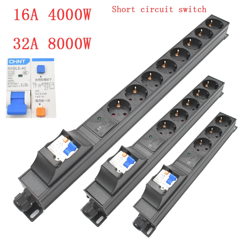 PDU power strip Short circuit switch 4000W/8000W EU Germany output socket Surge protection
PDU power strip Short circuit switch 4000W/8000W EU Germany output socket Surge protection