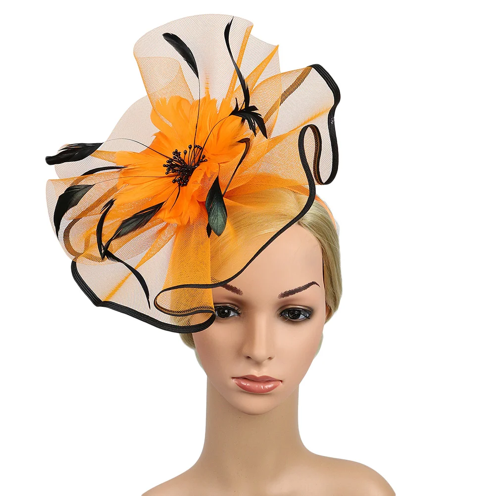 

1pc Creative Big Flower Headband Party Headwear Cocktail Hat Feast Headdress for Lady Women (Orange and Black Side)