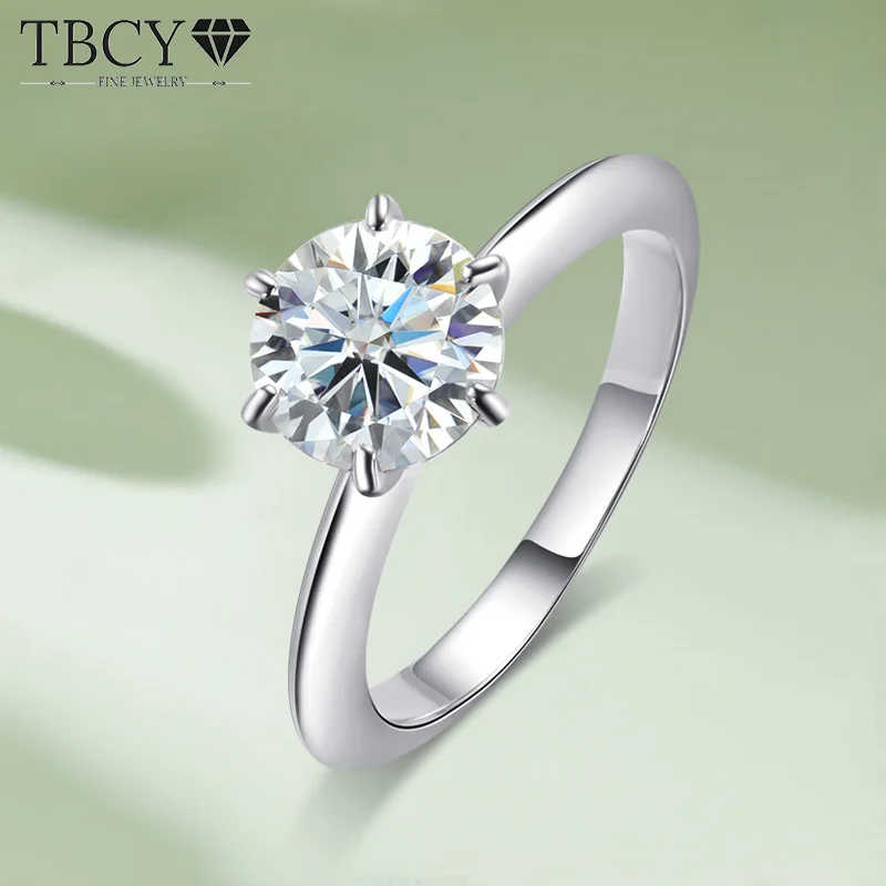 

TBCYD 2CT D Color VVS1 Moissanite Rings For Women S925 Silver Lab Diamond Solitaire Rings Engagement Wedding Band Fine Jewelry