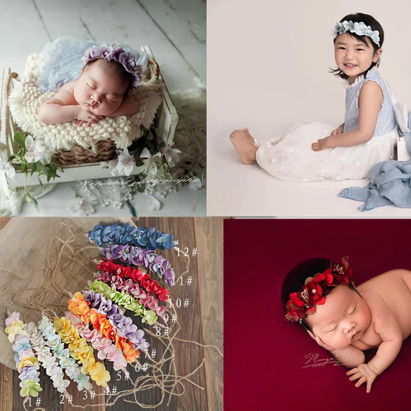 

Sunshine newborn photography props hundred-days baby headdress flower petals tire original hairband baby headband