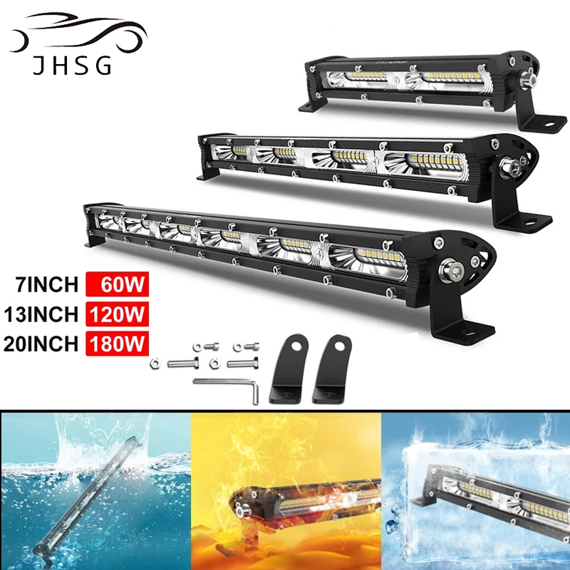 

7" 13" 20" Inch Light Bar Ultra Slim Barra Led Off Road Bar 12V Flood Single Row Led 4x4 For Car Truck ATV Jeep Work Fog Light