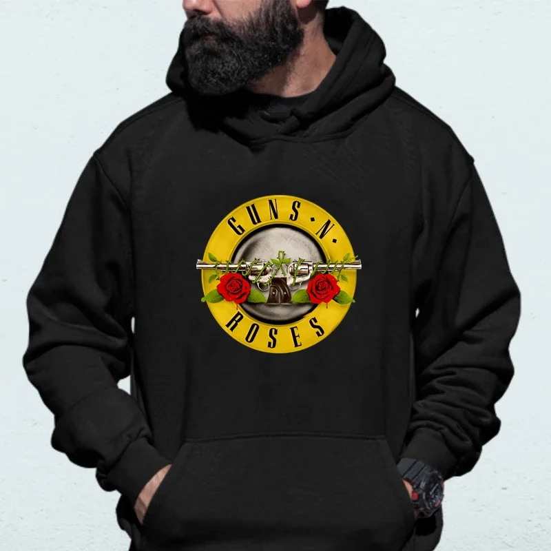 

Vintage Guns N Roses Famous Band Men Hoodies Causal Punk Style Graphic Pullovers 70s 80s Mens Clothing Winter Tops Grunge Jumper