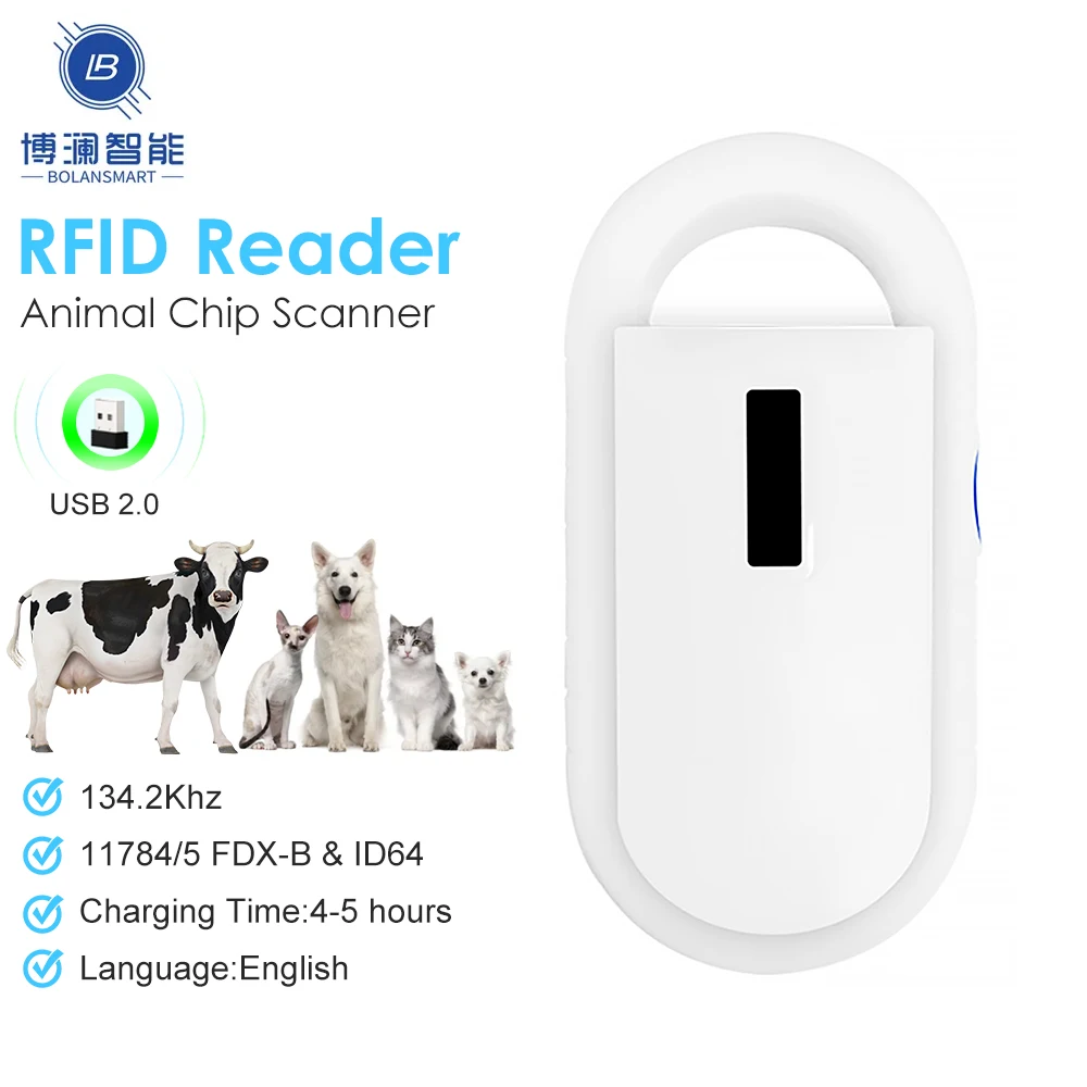 

Handheld Digital ID Pet Chip Scanner Rechargeable 134.2KHz Animal Microchip RFID Reader PT160 For Pet Dog Cat Management
