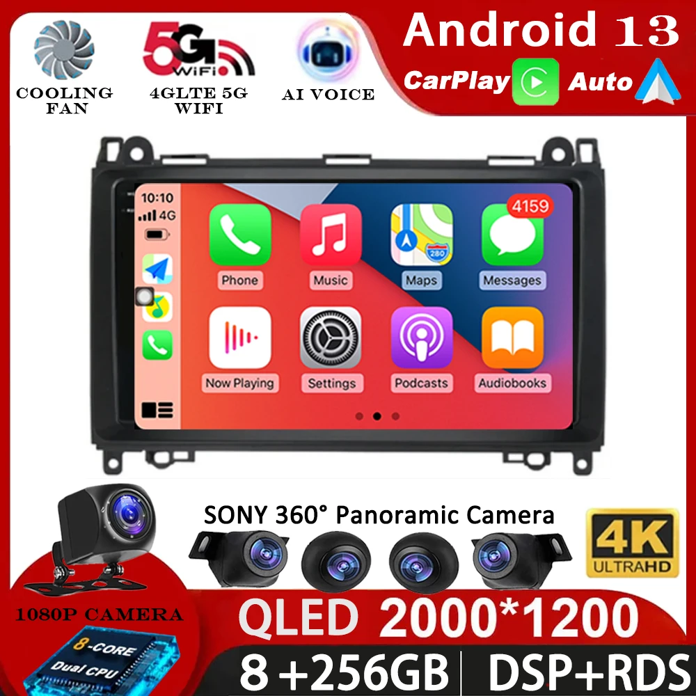 

Android 13 Carplay Car Radio For Mercedes Benz B200 W169 W245 Viano Vito W639 Sprinter W906 Navigation GPS Multimedia Player BT