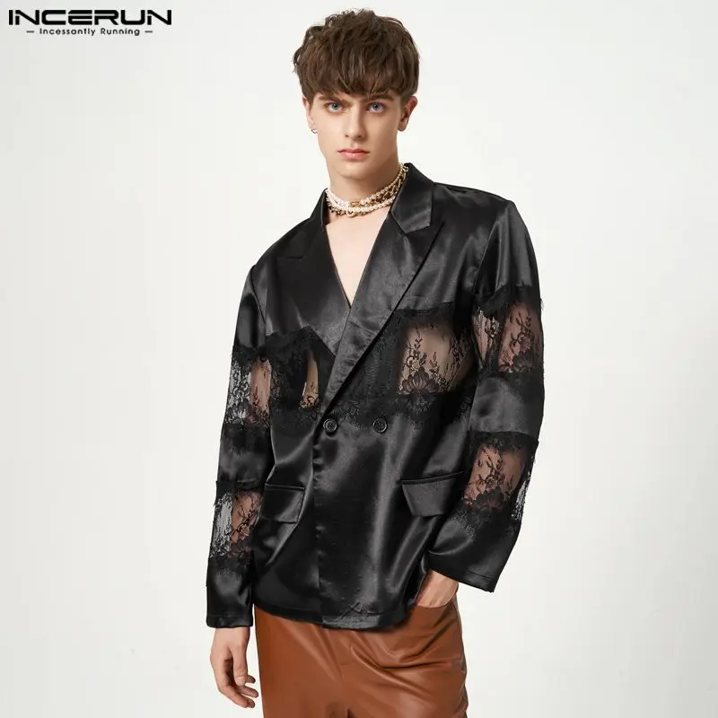 Men Blazer Lace Mesh Patchwork Transparent Lapel Long Sleeve Casual Suits Men Streetwear 2023 Fashion Party Thin Coats INCERUN
Men Blazer Lace Mesh Patchwork Transparent Lapel Long Sleeve Casual Suits Men Streetwear 2023 Fashion Party Thin Coats INCERUN