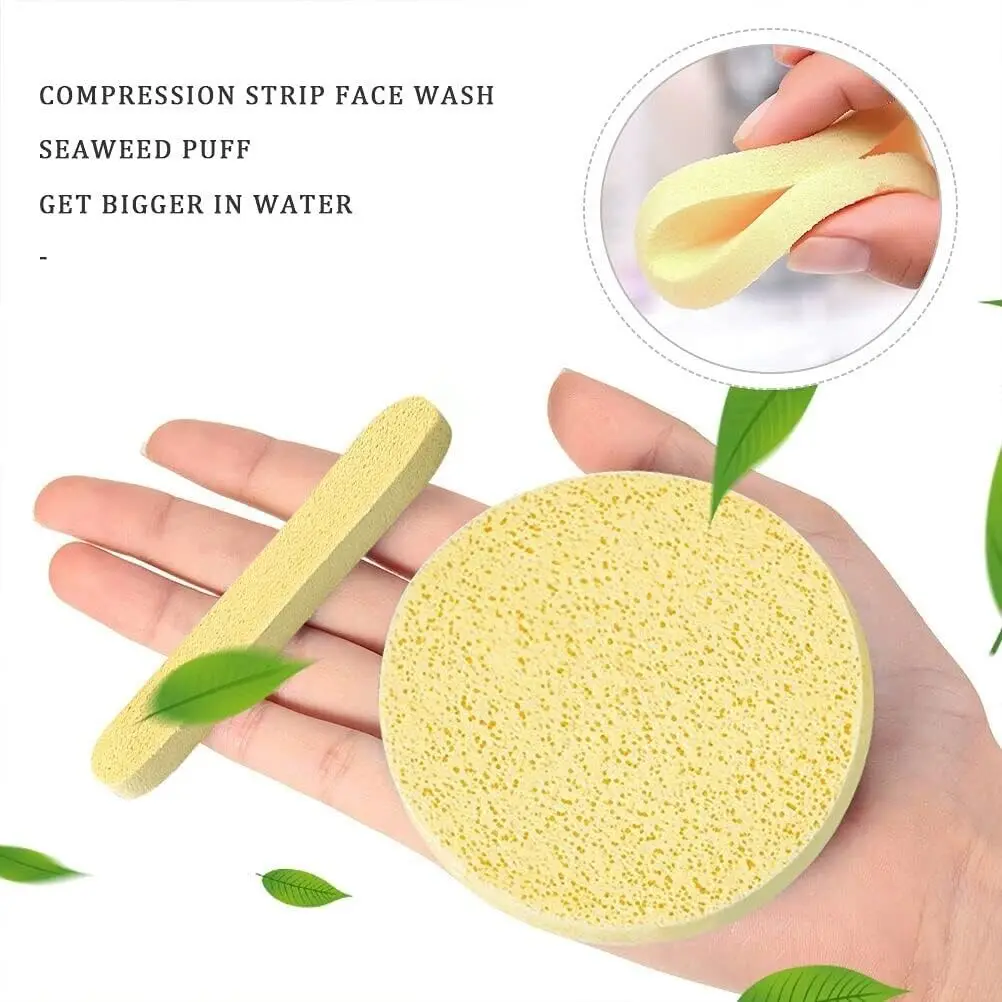 

12PCS Face Sponge Round Makeup Remover Tool Natural Wood Pulp Cellulose Compress Cosmetic Puff Facial Washing Sponge Towel