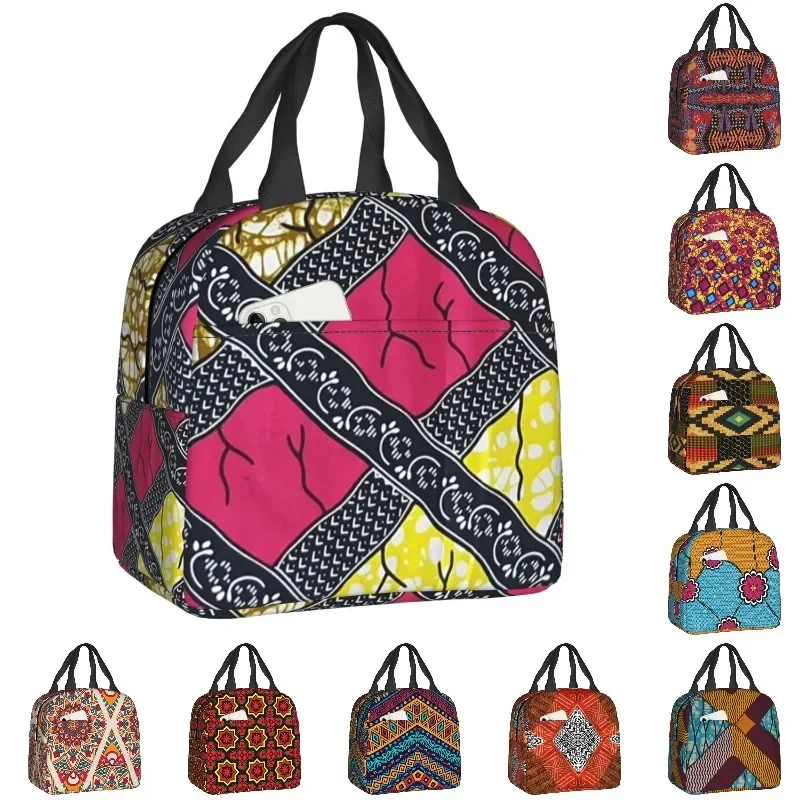 

Stylish And Unique African Ankara Prints Patterned Designs Insulated Lunch Bags Bohemia Style Resuable Thermal Cooler Bento Box