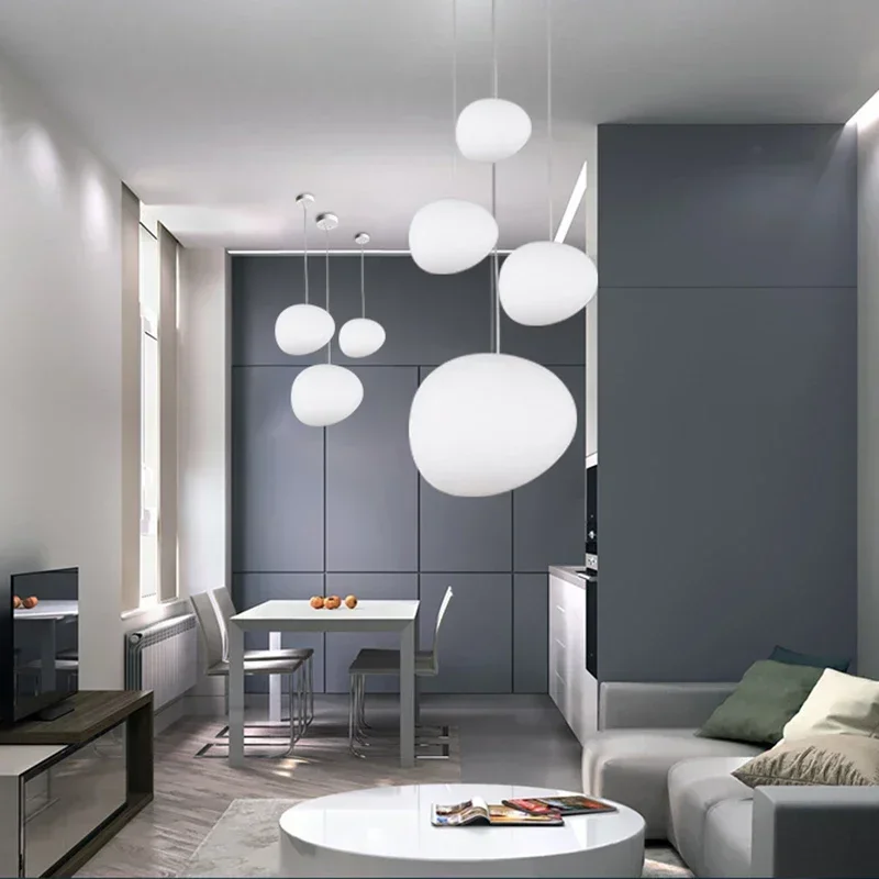 

Nordic Cobblestone Led Chandelier Living Dining Room Decor Pendant Lights Lustre Indoor Bedroom Villa Loft Hanging Lamp Fixtures
