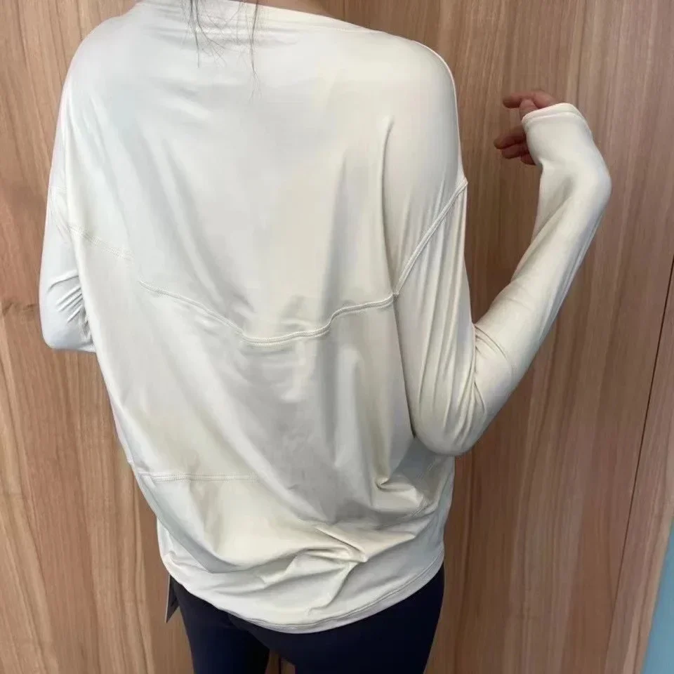 

Lulu Women Loose Long Sleeve Shirt Athletic Wear Sports Top Back in Action Yoga Clothes Shirts Clothing Sportswear Lycra Fabric