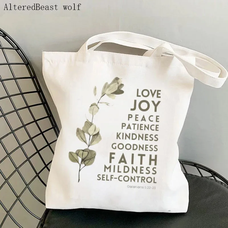Women Shopper bag Fuitage Of The Spirit Galatians Printed Tote Bag Harajuku Shopping Canvas Shopper Bag girl Tote Shoulder Bag
Women Shopper bag Fuitage Of The Spirit Galatians Printed Tote Bag Harajuku Shopping Canvas Shopper Bag girl Tote Shoulder Bag