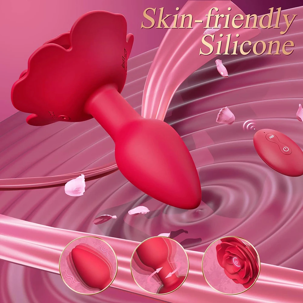 Rose Anal Plug 360° Rotation Vibrator Prostate Massage Butt Plug Vaginal Stimulator Wireless Remote Control Sex Toys For Women Rose Anal Plug 360° Rotation Vibrator Prostate Massage Butt Plug Vaginal Stimulator Wireless Remote Control Sex Toys For Women