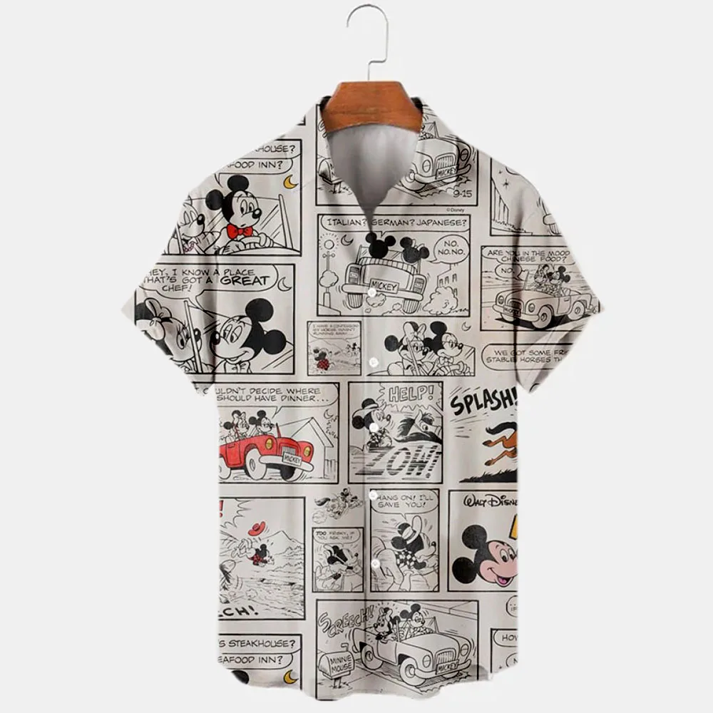 

2023 Autumn Hot Selling Disney Cartoon Mickey Stitch Casual 3D Printed Long Sleeve Lapel Shirt Mickey Stitch Branded Tops for Me