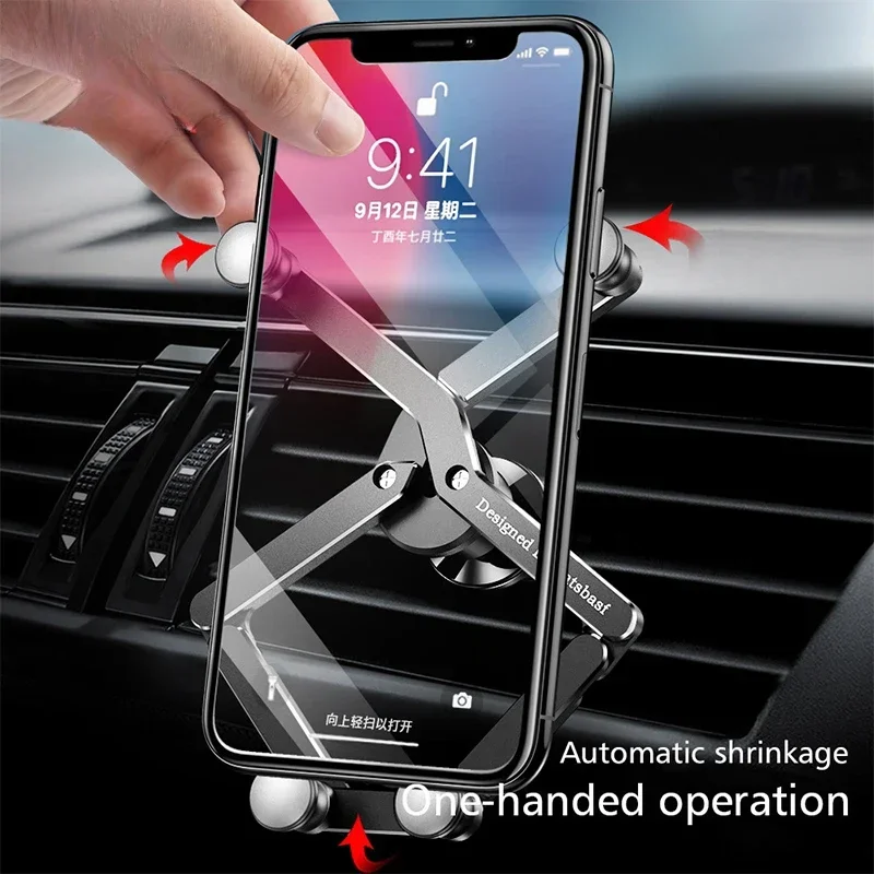 

Eary Gravity Car Phone Holder Support GPS Air Vent Clip Mount for IPhone 13 12 Pro Max Xiaomi Redmi Samsung Cell Phone Stand