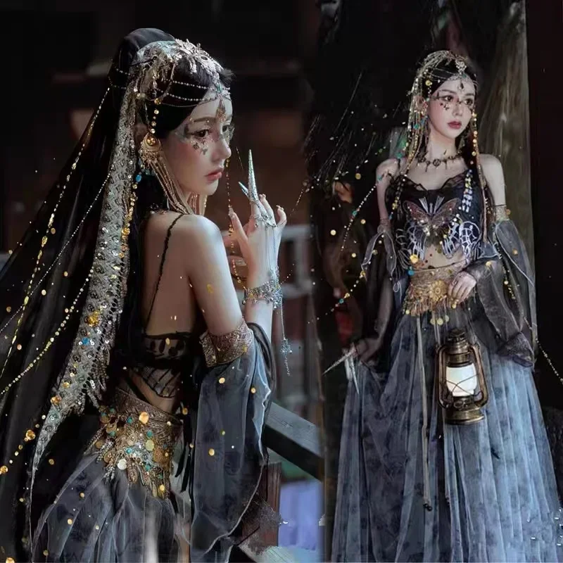 

Сексуальная экзотическая Одежда для танцев, костюм ханьфу для сценических представлений и выступлений в стиле древней китайской принцессы, костюм для косплея и фотосессии