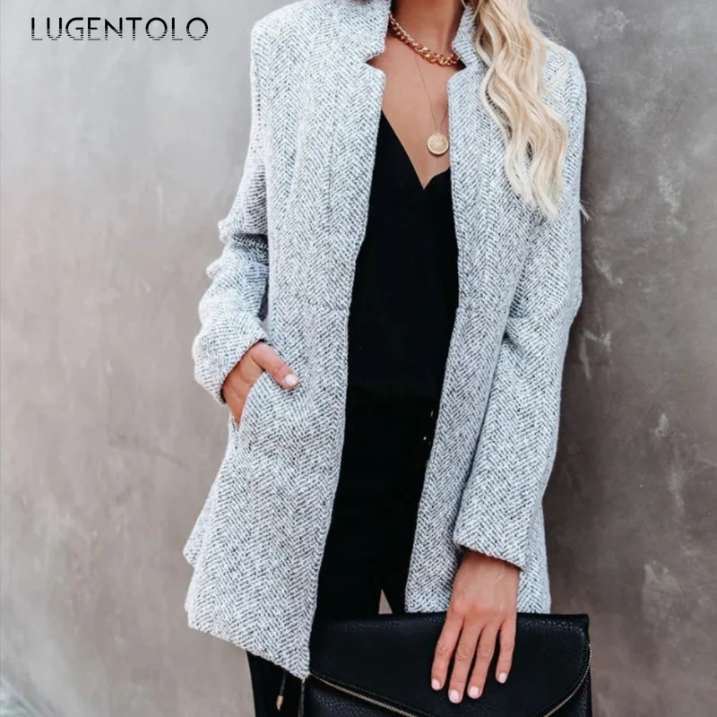 Women Casual Cardigan Blends Solid Loose Autumn Pocket Jacket Loose Female Street Long Sleeve Elegant Fashion New Coat
Women Casual Cardigan Blends Solid Loose Autumn Pocket Jacket Loose Female Street Long Sleeve Elegant Fashion New Coat