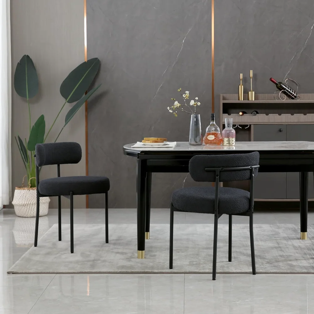Black Dining Chairs Set of 2 Round Upholstered Boucle Dining Room Chairs Mid-Century Modern Kitchen Chairs Curved
Black Dining Chairs Set of 2 Round Upholstered Boucle Dining Room Chairs Mid-Century Modern Kitchen Chairs Curved