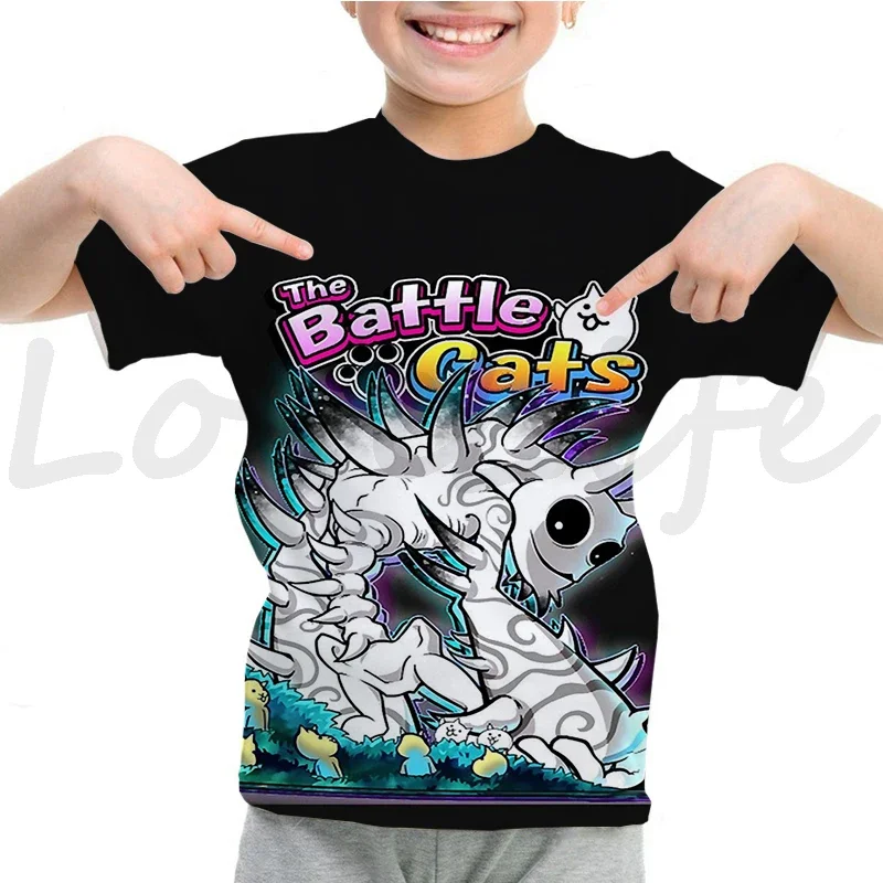 

The Battle Cats T-shirt for Kids Boys Girls Anime T Shirt Cartoon Game 3d Tops Tees Summer Children Tshirt Casual Streetwear
