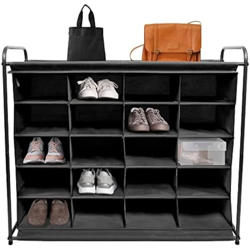 

MULISOFT 5-Tier Shoe Cubby with 20-Grid Storage, Shoe Rack Organizer for Maintaining Shoes, Stackable Cubby Shoe Rack, Easy-to