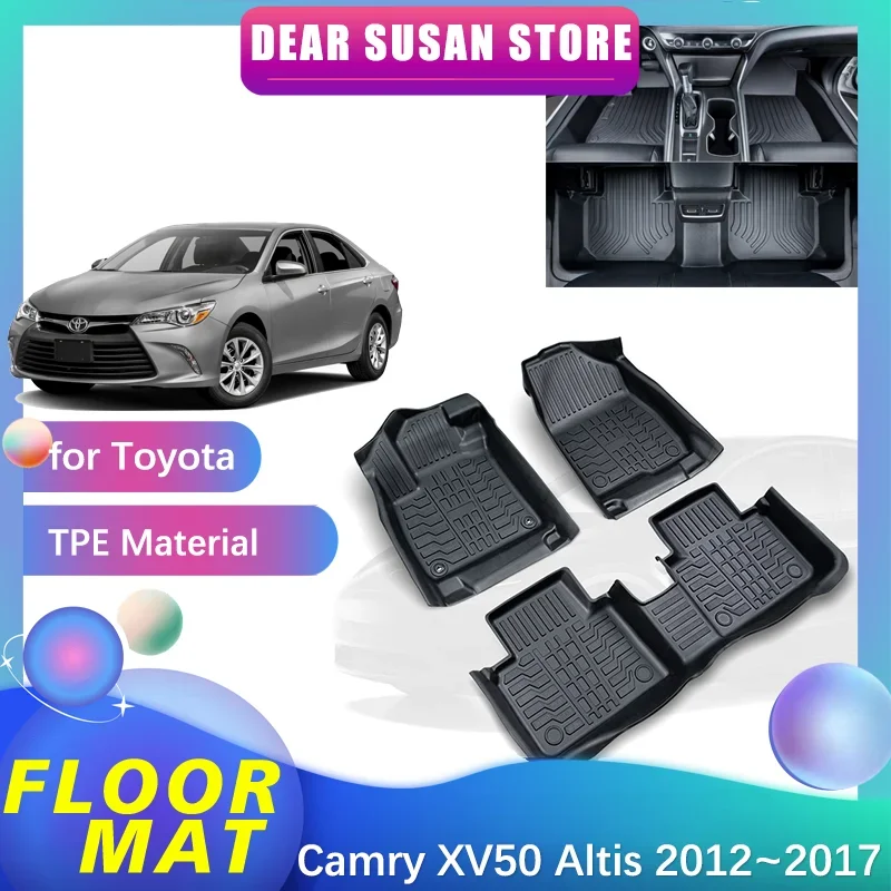 

Car Floor Mat for Toyota Camry XV50 Daihatsu Altis Aurion 2012~2017 2013 Foot TPE Liner Carpet Pad Custom Cover Rug Accessories