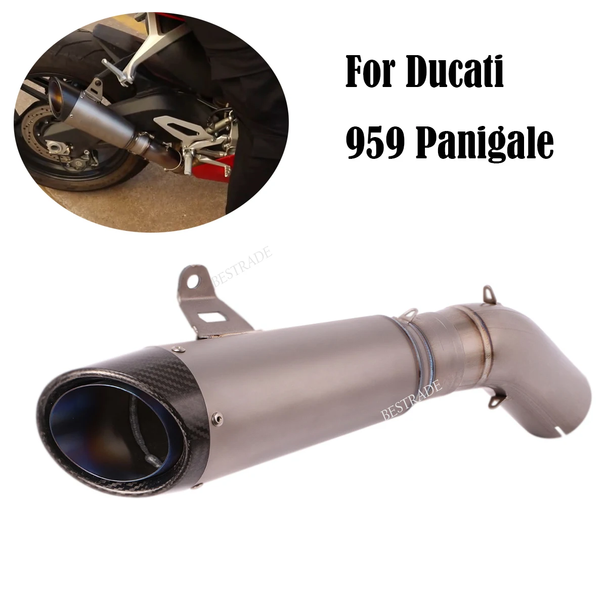 

Выхлопная труба из титанового сплава для Ducati 959 Panigale 2016-2019, подключение к мотоциклу, среднее соединение, труба скольжения, 60,5 мм глушители
