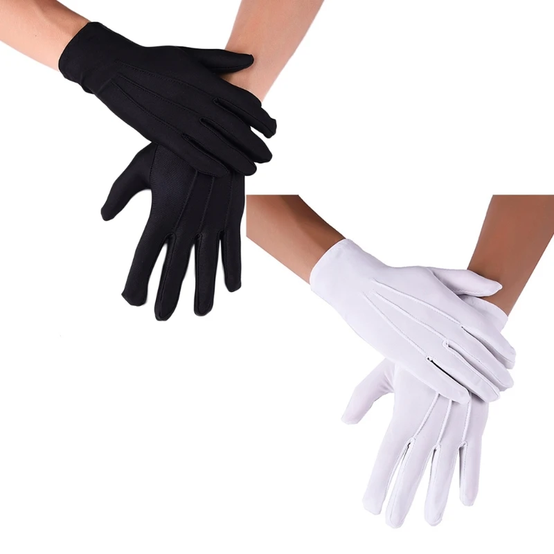 

Black White Formal Gloves Tuxedo Costume Guard for Parade Santa Men Women Coin Jewelry Inspection Winter Mitte 449B