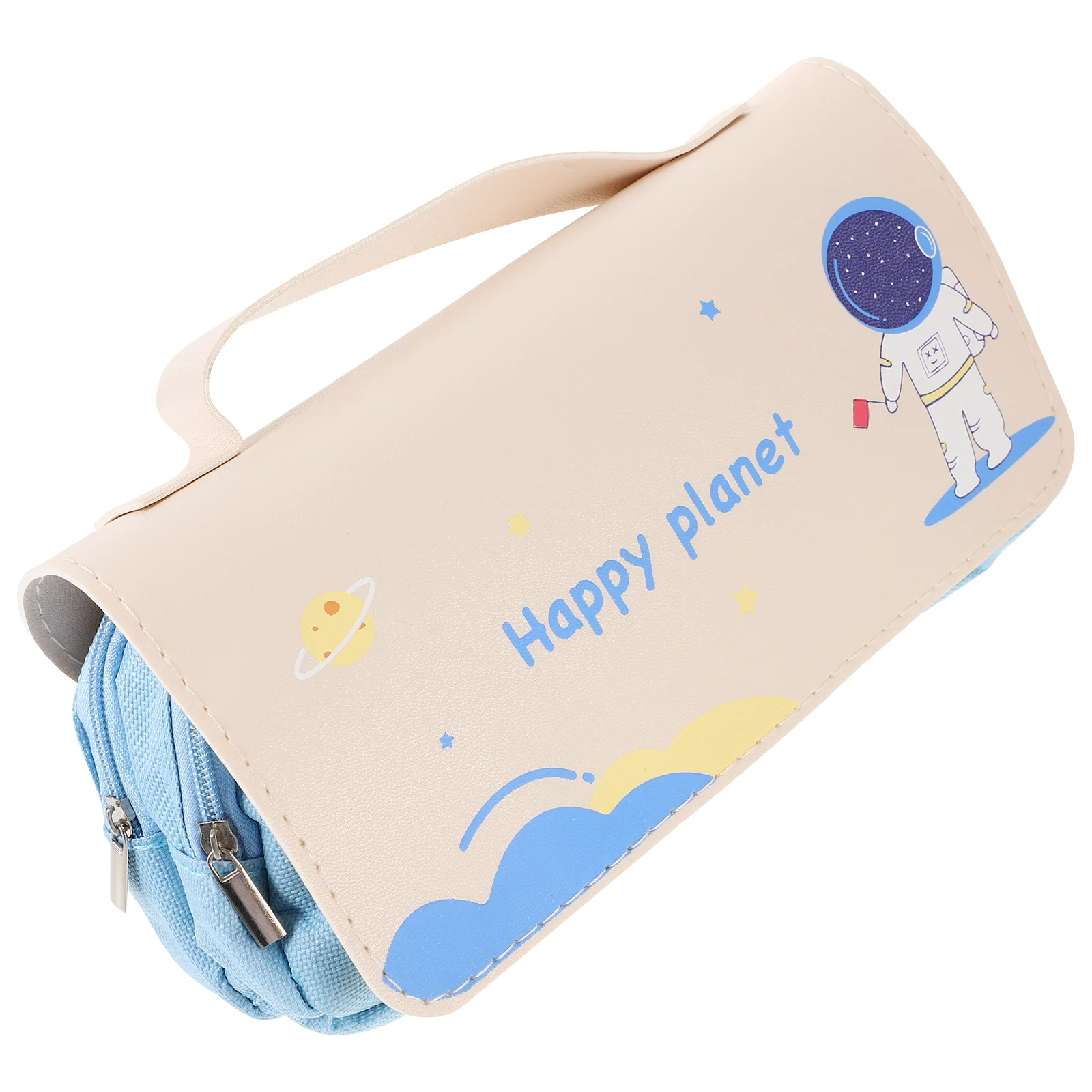

Makeup Bag Cartoon Happy Planet Large-capacity Pencil Portable Stationery Primary School Student Multi-zipper