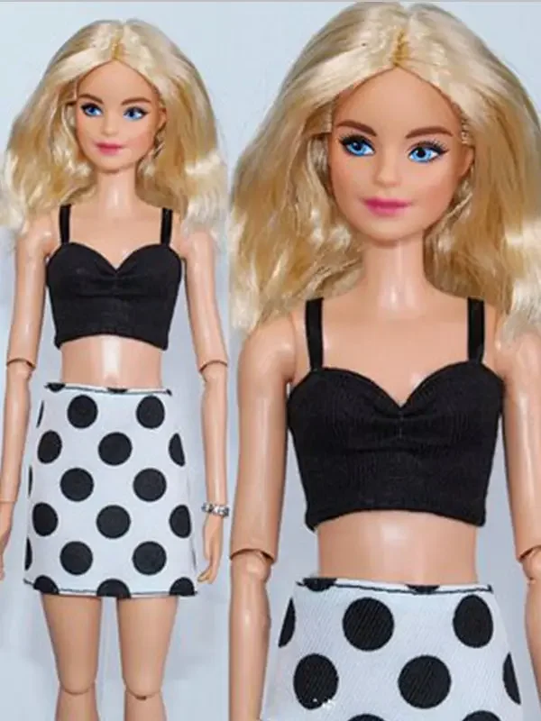 

Charming Black Top White Polka Skirt 11.5" Doll Outfits Set For Barbie Clothes For Barbie Clothing 1/6 BJD Dolls Accessories Toy