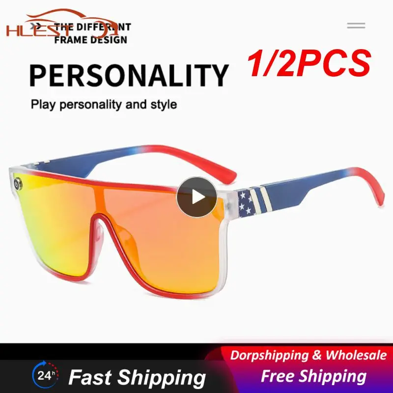 

1/2PCS New Sunglasses Outdoor Sports Cycling Glasses Large Frame Colorful Siamese Glasses For Sun Protection Travel UV400