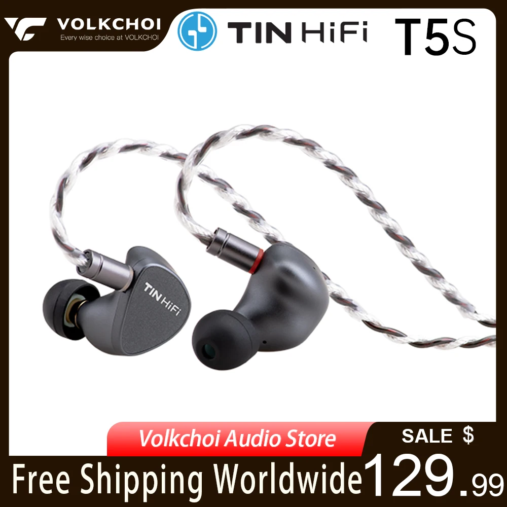 

TINHIFI T5S Hi-Fi Earphone IEMs High-Definition Balanced Wired Earbuds with Detachable 2PIN Cable for Musicians
