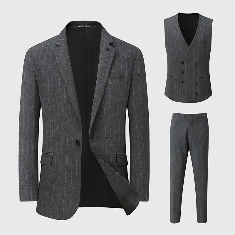 

High Quality New Fashion Suit (suit + Vest + Trousers) 2024men's Business Leisure Boutique Trend Banquet Wedding Three-piece Set