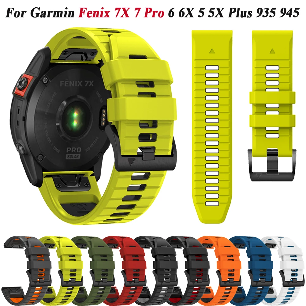 

Two Tone Silicone Watch Band QuickFit 22 26mm For Garmin Epix Gen 2/Fenix 7X 7 Pro/6 6X Pro/5 5X Plus 3HR 935 945 Strap Bracelet