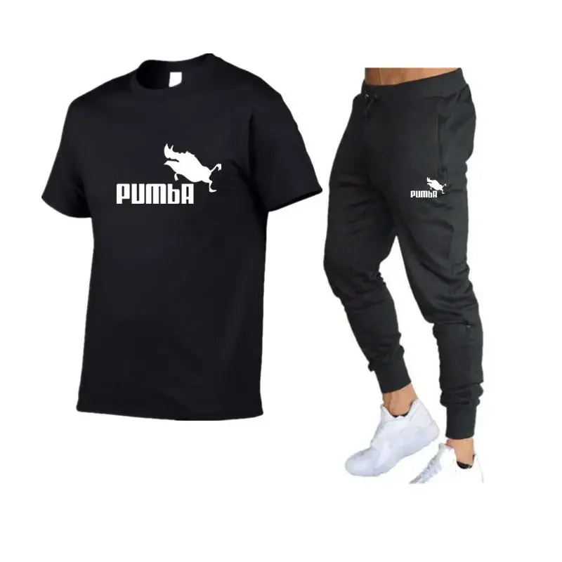 

UYUK Men Casual Tracksuit Summer Clothes Sportswear Two Piece Set T-Shirt Brand Track Clothing Male Sweatsuit Sports Suits S-2XL
