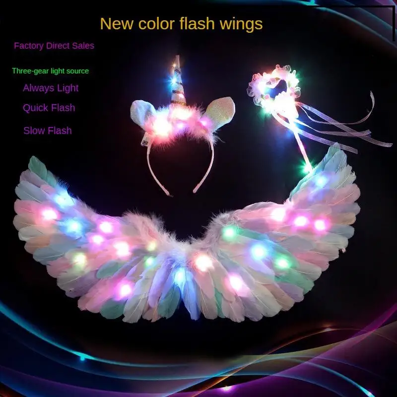 Luminous Angel Wings Children'S Back Decoration Magic Stick Flower Fairy Luminous Toy Three Piece Set Feather Wings Props
Luminous Angel Wings Children'S Back Decoration Magic Stick Flower Fairy Luminous Toy Three Piece Set Feather Wings Props