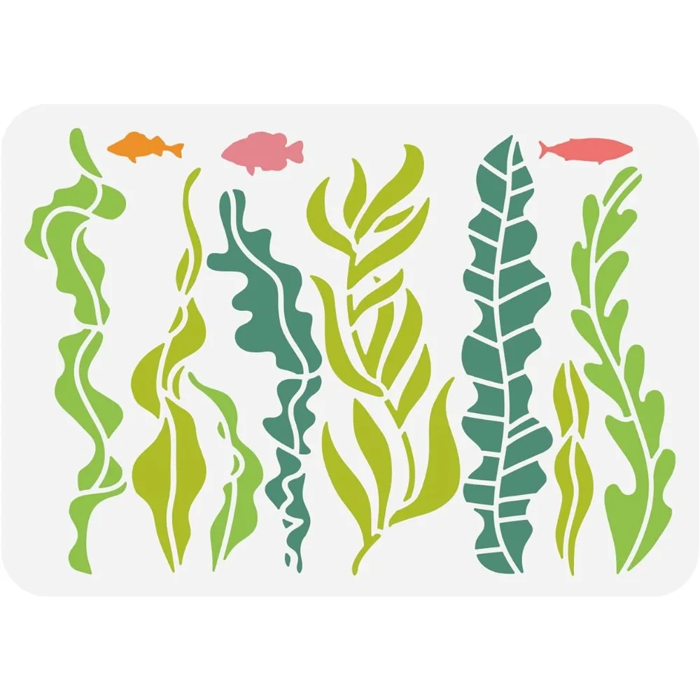 Ocean Theme Stencil, 11.7x8.3inch Seaweed Sea Fish Plastic Drawing Painting Stencils Templates for Painting on Scrapbook Fabric 
Ocean Theme Stencil, 11.7x8.3inch Seaweed Sea Fish Plastic Drawing Painting Stencils Templates for Painting on Scrapbook Fabric