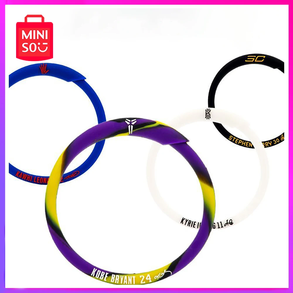 

Miniso 2024 Basketball Bracelet Kobe Curry Silicone Anime Glow-In-The-Dark Sports Circle Wristband Trend Birthday Surprise Gift