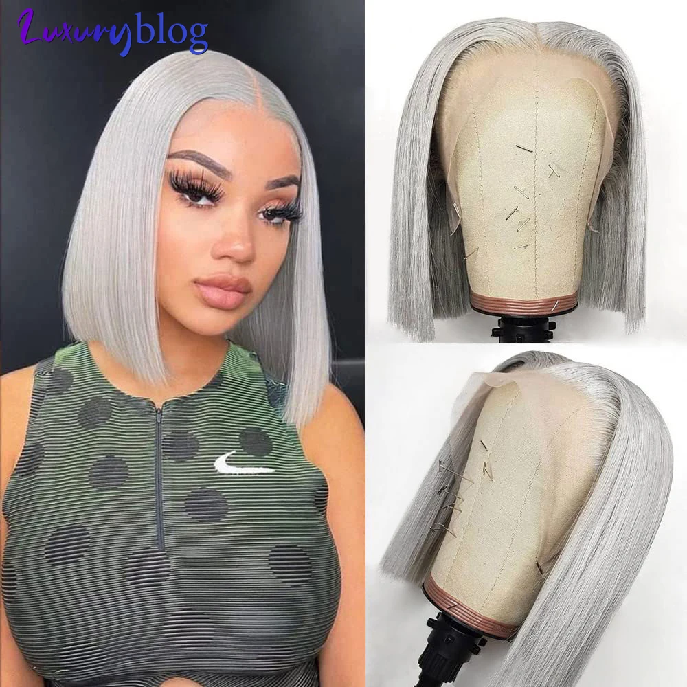 Grey Human Hair Bob Wigs Short Straight 13x4 Lace Front Colored Wig Pre Plucked Brazilian Remy Hair Lace Frontal Wig for Women
Grey Human Hair Bob Wigs Short Straight 13x4 Lace Front Colored Wig Pre Plucked Brazilian Remy Hair Lace Frontal Wig for Women