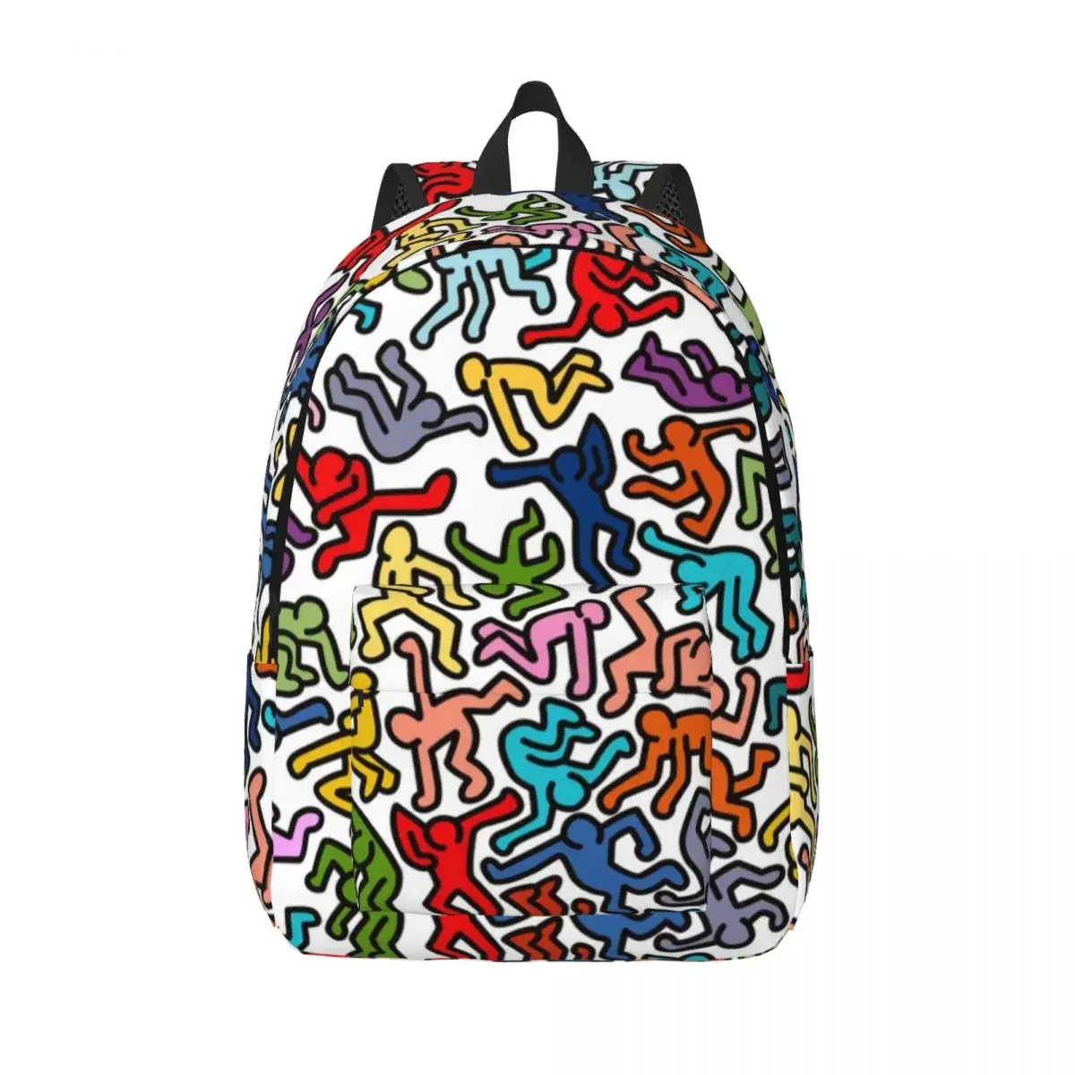 

Холщовый Рюкзак Haring для мужчин и женщин, цветной ранец с геометрическим рисунком, падающий, с рисунком граффити, абстрактный поп-арт, школьный дорожный портфель для колледжа