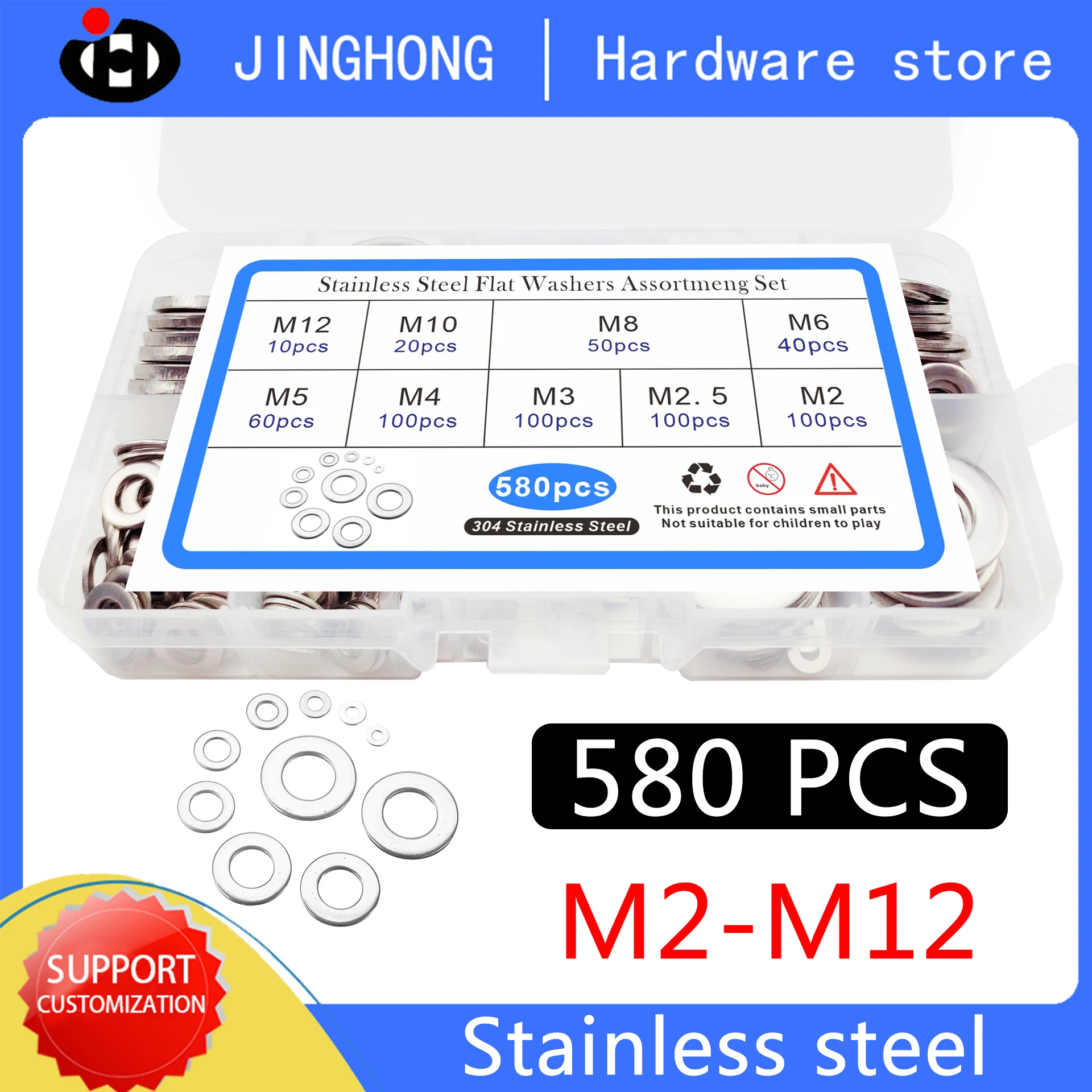 580/684Pcsset 304 Stainless Steel Flat Washers Kit For M2 M2.5 M3 M4 M5 M6 M8 M10 M12 Fasteners & Hooks Washers Gaskets 
580/684Pcsset 304 Stainless Steel Flat Washers Kit For M2 M2.5 M3 M4 M5 M6 M8 M10 M12 Fasteners & Hooks Washers Gaskets