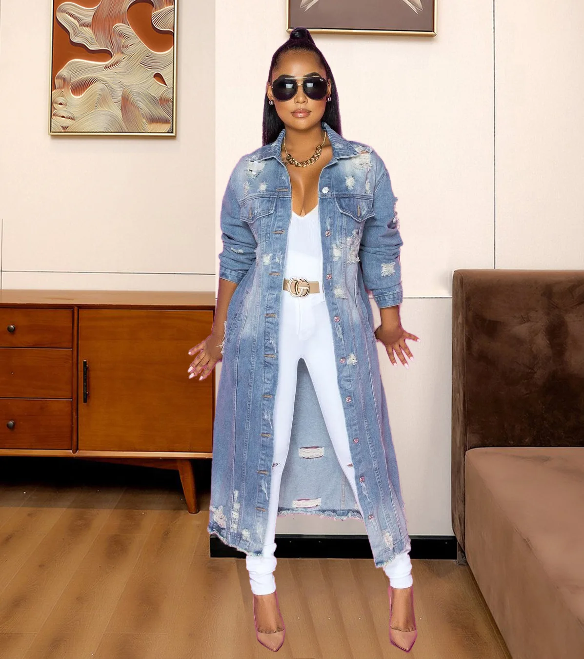 Streetwear Denim Trench European Style Coat Long Sleeve Female Jackets Retro Frayed Women Clothes
Streetwear Denim Trench European Style Coat Long Sleeve Female Jackets Retro Frayed Women Clothes