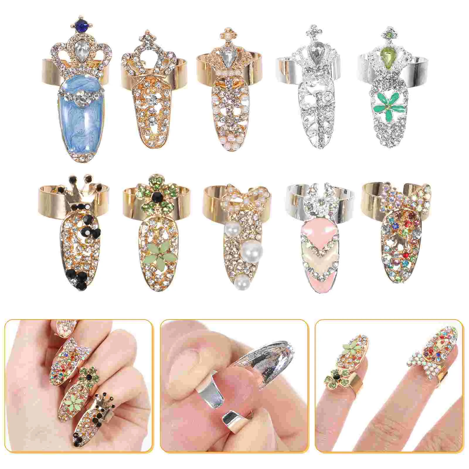 

Finger Joint Ring Rhinestone Knuckle Ring Fashion Nail Rings Women Fashion Rhinestone Rings Nail Decor Nail Ring Decor