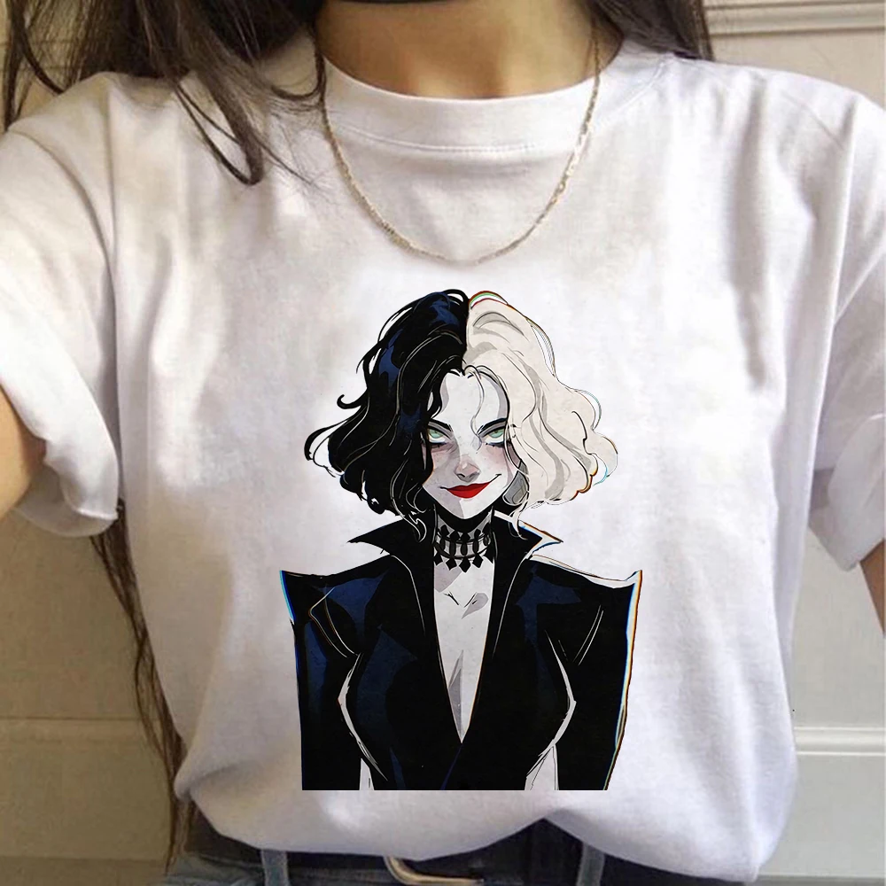 Футболка Cruella Женская кавайная футболка с героями Диснея злодеи мультфильмов