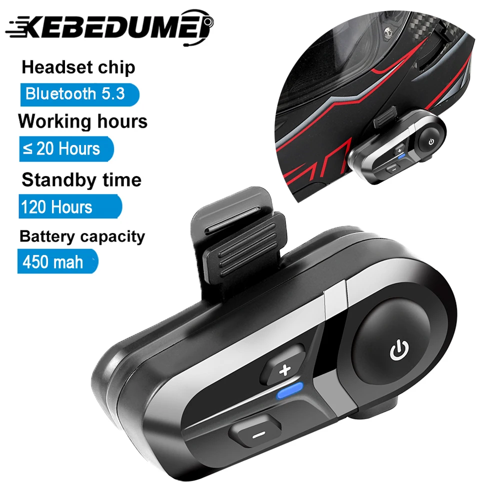 

Bluetooth-гарнитура V5.3 для мотоциклетного шлема, беспроводные наушники, комплект громкой связи, стерео, защита от помех, водонепроницаемость IP67