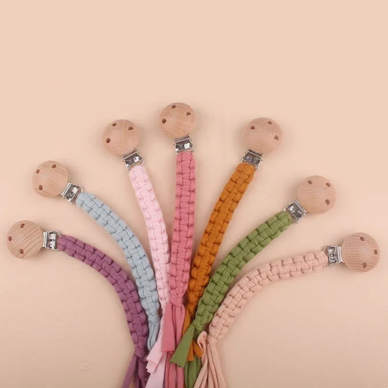 

Baby Anti-drop Chain Pacifier Clips Hand Braided Cotton Cloth Infant Nipple Appease Soother Chain Clips Dummy Holder Nipple Clip