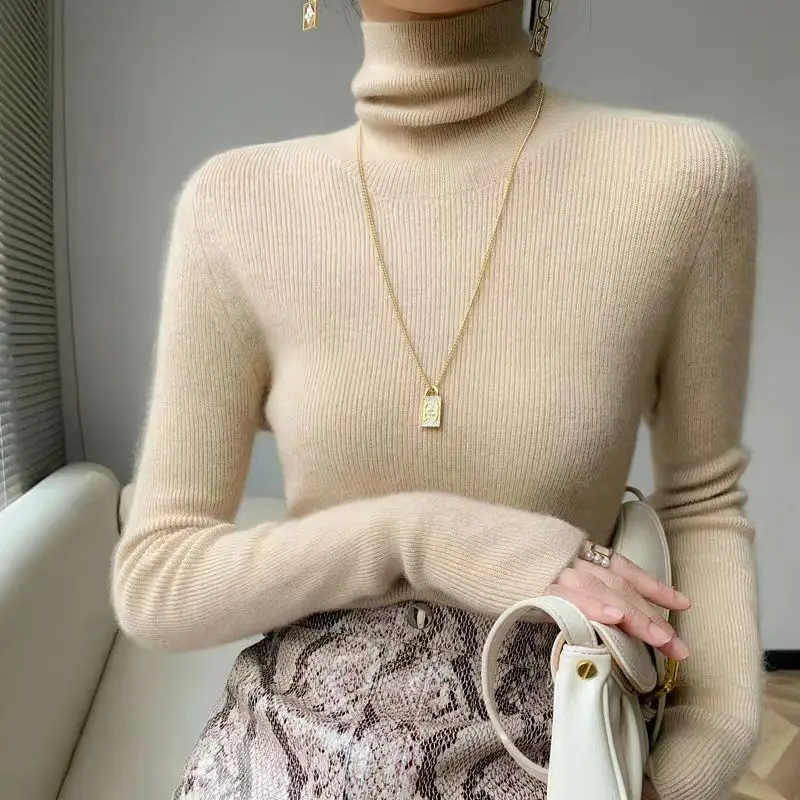2023 New Knitting Pullover Sweater Long Sleeve Bottom Shirt Slim Turtleneck Sweaters Autumn Winter Soft Solid Blouse For Women
2023 New Knitting Pullover Sweater Long Sleeve Bottom Shirt Slim Turtleneck Sweaters Autumn Winter Soft Solid Blouse For Women