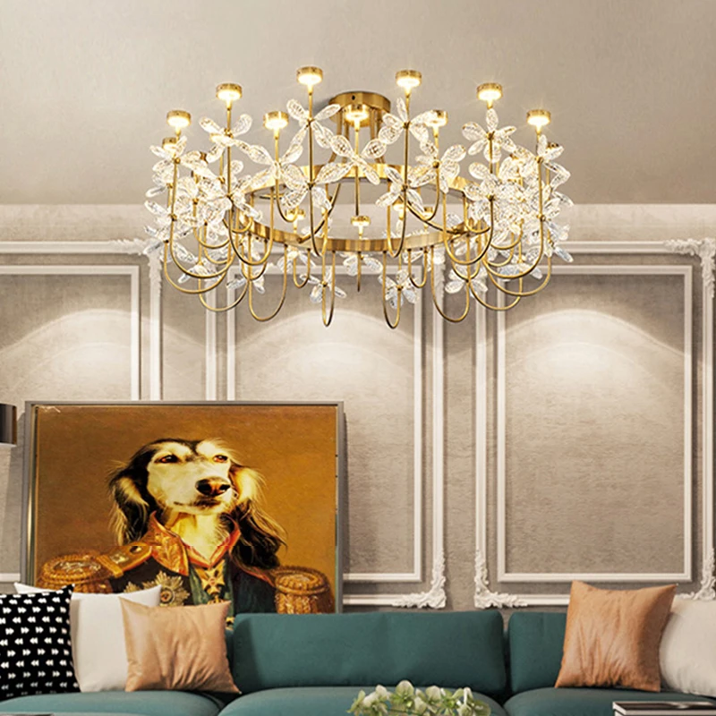 Luxury Floral Crystal Ceiling Lights Copper LED Ceiling Chandelier Flower Room Decor Lamps for Bedroom Lustres Home Decoration
Luxury Floral Crystal Ceiling Lights Copper LED Ceiling Chandelier Flower Room Decor Lamps for Bedroom Lustres Home Decoration