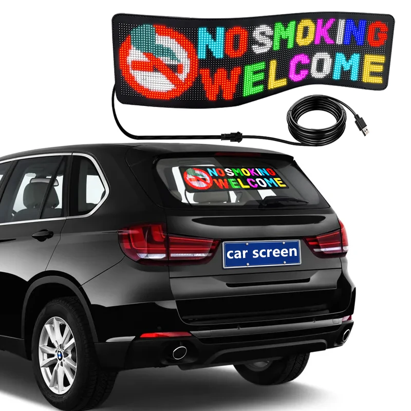 Flexible LED RGB Panel Car Rear Window Sign Flexible Display Screen Bluetooth Phone APP Control Custom Text Emoji for Car
Flexible LED RGB Panel Car Rear Window Sign Flexible Display Screen Bluetooth Phone APP Control Custom Text Emoji for Car