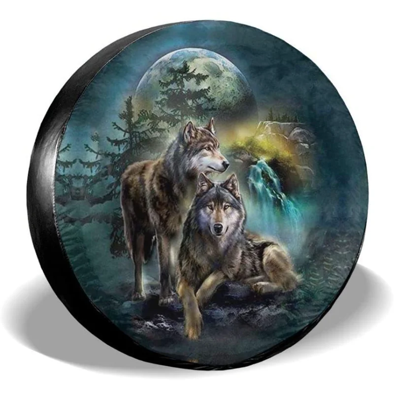 

Foruidea 3D Printed Wolf Spare Tire Cover Waterproof Dust-Proof UV Sun Wheel Tire Cover Fit for Trailer, Camping Car Car Covers